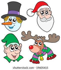 Christmas Faces Collection Vector Illustration Stock Vector (Royalty ...