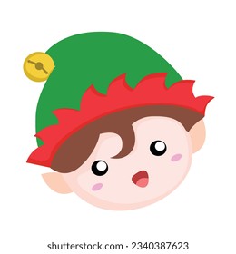 Christmas Faces Elf Character Cartoon Illustration Vector Clipart Sticker