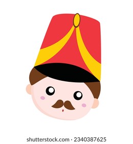 Christmas Faces Soldier Character Cartoon Illustration Vector Clipart Sticker