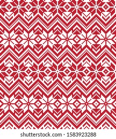 Christmas Fair Isle Floral Seamless Pattern