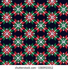 Christmas Fair Isle Floral Seamless Pattern