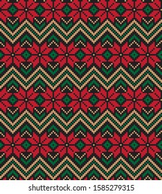 Christmas Fair Isle Floral Seamless Pattern