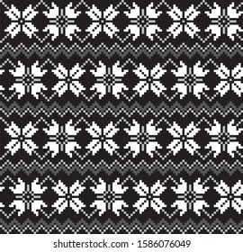 Christmas Fair Isle Floral Seamless Pattern