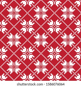 Christmas Fair Isle Floral Seamless Pattern