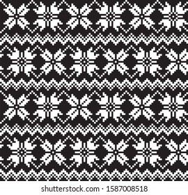 Christmas Fair Isle Floral Seamless Pattern