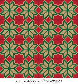 Christmas Fair Isle Floral Seamless Pattern for wallpaper, packaging, fashion print and others