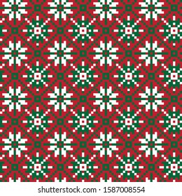 Christmas Fair Isle Floral Seamless Pattern for wallpaper, packaging, fashion print and others