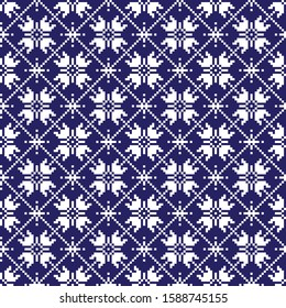 Christmas Fair Isle Floral Seamless Pattern
