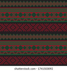 Christmas fair isle pattern background for fashion textiles, knitwear and graphics