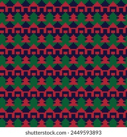 Christmas fair isle pattern design for fashion textiles, knitwear and graphics