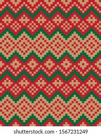 Christmas Fair Isle Seamless Pattern Background in Vector - Suitable website resources, graphics, print designs, fashion textiles,knitwear and etc.