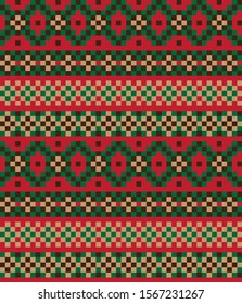 Christmas Fair Isle Seamless Pattern Background in Vector - Suitable website resources, graphics, print designs, fashion textiles,knitwear and etc.