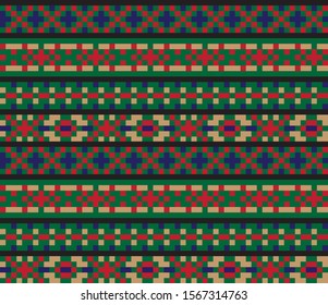 Christmas Fair Isle Seamless Pattern Background in Vector - Suitable website resources, graphics, print designs, fashion textiles,knitwear and etc.