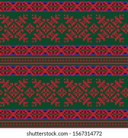 Christmas Fair Isle Seamless Pattern Background in Vector - Suitable website resources, graphics, print designs, fashion textiles,knitwear and etc.
