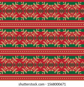 Christmas Fair Isle Seamless Pattern Background in Vector - Suitable website resources, graphics, print designs, fashion textiles,knitwear and etc.