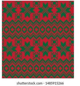 Christmas Fair Isle Seamless Pattern/Print Background in Vector - Suitable for both online/physical products such as website resources, graphics, print designs