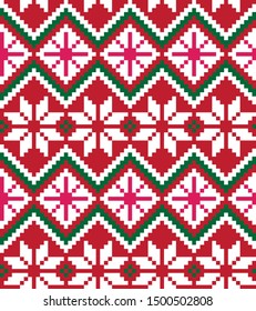 Christmas Fair Isle Seamless Pattern/Print Background in Vector - Suitable for both online/physical products such as website resources, graphics, print designs