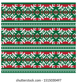 Christmas Fair Isle Seamless Pattern/Print Background in Vector - suitable for both online/physical medium such as website resources, graphics, print designs, fashion textiles, knitwear and etc.