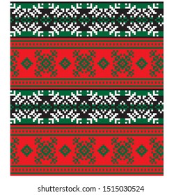 Christmas Fair Isle Seamless Pattern/Print Background in Vector - suitable for both online/physical medium such as website resources, graphics, print designs, fashion textiles, knitwear and etc.