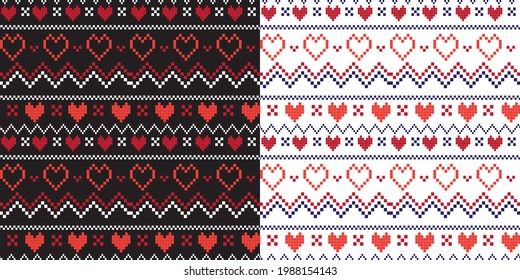 Christmas fair isle seamless Vector pattern for background, fabric and others isolated on white and black background.