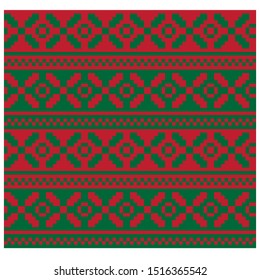 Christmas Fair Isle/Snowflakes Seamless Pattern/Print Background in Vector - suitable for both online/physical medium such as website resources, graphics, print designs, fashion textiles, knitwear