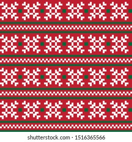 Christmas Fair Isle/Snowflakes Seamless Pattern/Print Background in Vector - suitable for both online/physical medium such as website resources, graphics, print designs, fashion textiles, knitwear