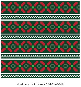 Christmas Fair Isle/Snowflakes Seamless Pattern/Print Background in Vector - suitable for both online/physical medium such as website resources, graphics, print designs, fashion textiles, knitwear