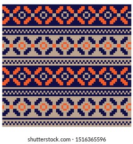 Christmas Fair Isle/Snowflakes Seamless Pattern/Print Background in Vector - suitable for both online/physical medium such as website resources, graphics, print designs, fashion textiles, knitwear