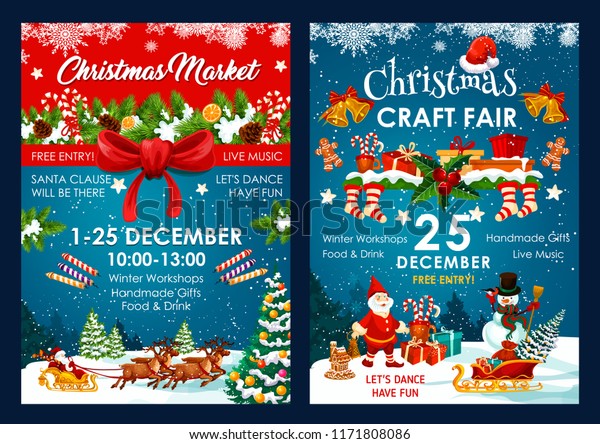 Weihnachtsmesse Plakatdesign Von Weihnachten Und Schneemann Stock Vektorgrafik Lizenzfrei