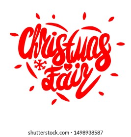 Christmas Fair vector lettering logo with snowflake.