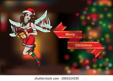 Christmas fairy bright vector illustration 