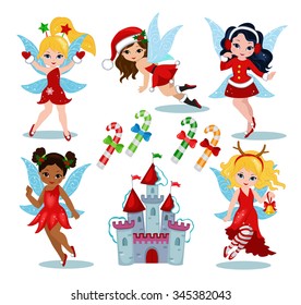 Christmas Fairy Winter Collection.Vector Illustration.