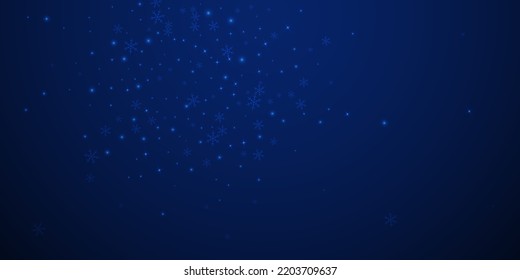 Christmas falling snow background. Subtle flying snow flakes and stars. Festive winter silver snowflake overlay template. Vector illustration