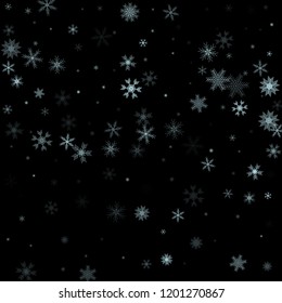 Christmas falling snow vector isolated on dark background. Snowflake decoration effect. Xmas snow flake pattern. Magic snowfall texture. Winter snowstorm backdrop illustration.