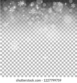 Christmas falling snow vector isolated on dark background