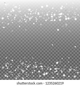 Christmas falling snow vector isolated on dark background.