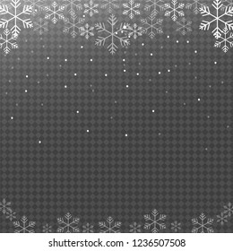 Christmas falling snow vector isolated on dark background.