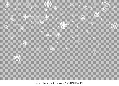 Christmas falling snow vector isolated on dark background.