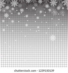 Christmas falling snow vector isolated on dark background.