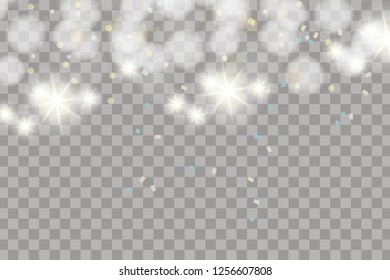Christmas falling snow vector isolated on dark background. Snowflake transparent decoration effect. Snow flakes pattern. Magical white snowfall texture. Winter snowstorm background illustration. Glare