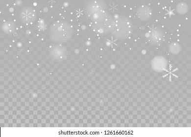 Christmas falling snow vector isolated on dark background.