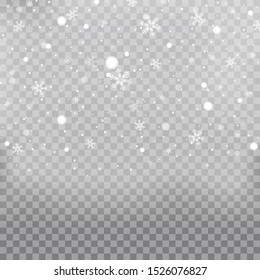 Christmas falling snow vector isolated on transparent background. Snowflake transparent decoration effect. Christmas snow for the new year.