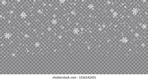 Christmas falling snow vector isolated on transparent background. Snowflake transparent decoration effect. Christmas snow for the new year.