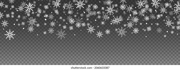 La Navidad cae nevada. Muchos elementos fríos y blancos con fondo transparente