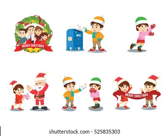 Christmas Family Cartoon Set Stock Vector (Royalty Free) 525835303