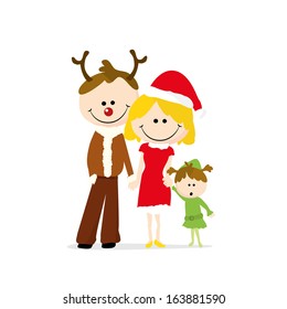 christmas family cartoon of three people