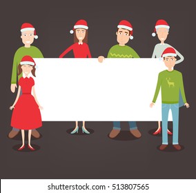 Christmas family portrait. Family holidays. Vector illustration