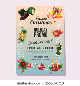 christmas fantastic sale holiday poster bell decoration vector illustration