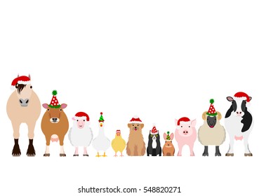 Christmas Farm Animals Border Set
