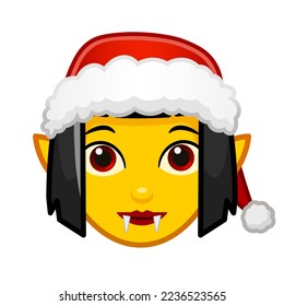 Christmas female vampire or Dracula Large size of yellow emoji face